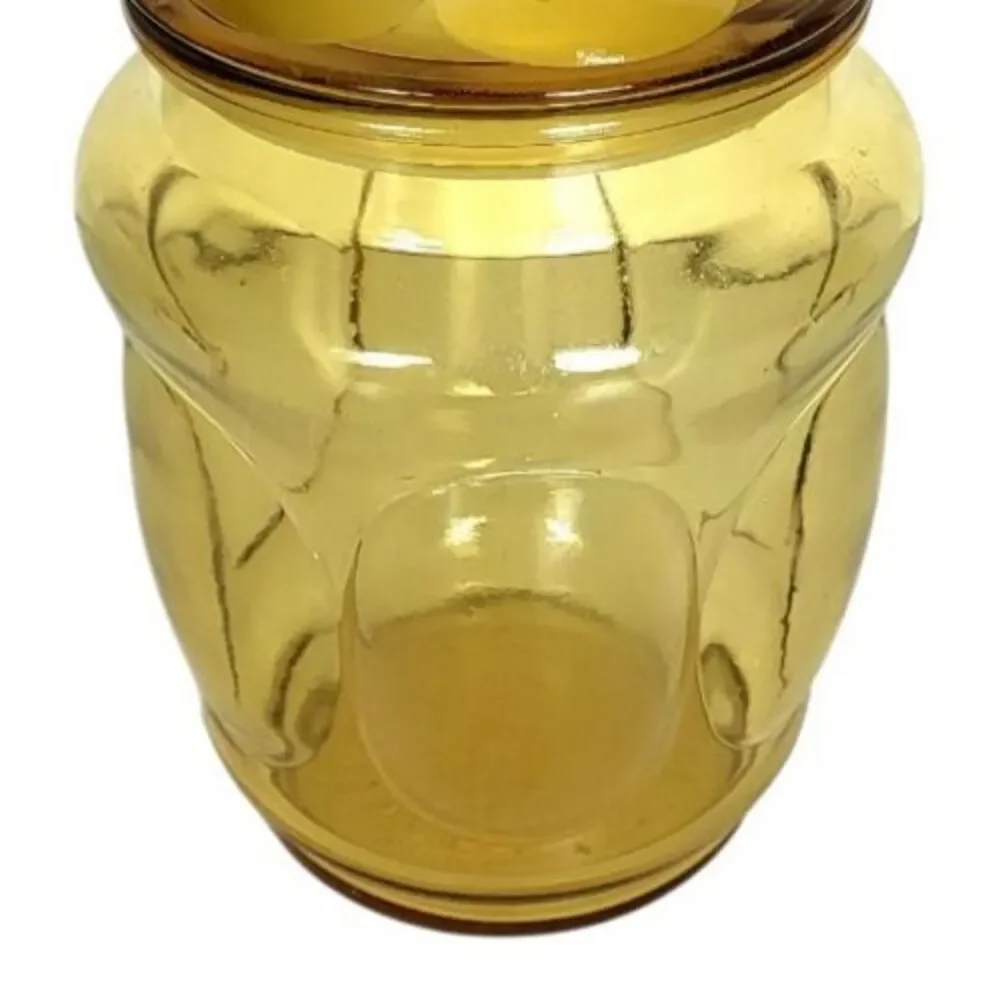 Vintage MCM Amber Glass Thumbprint Bubble Apothecary Canister Candy Jar 8